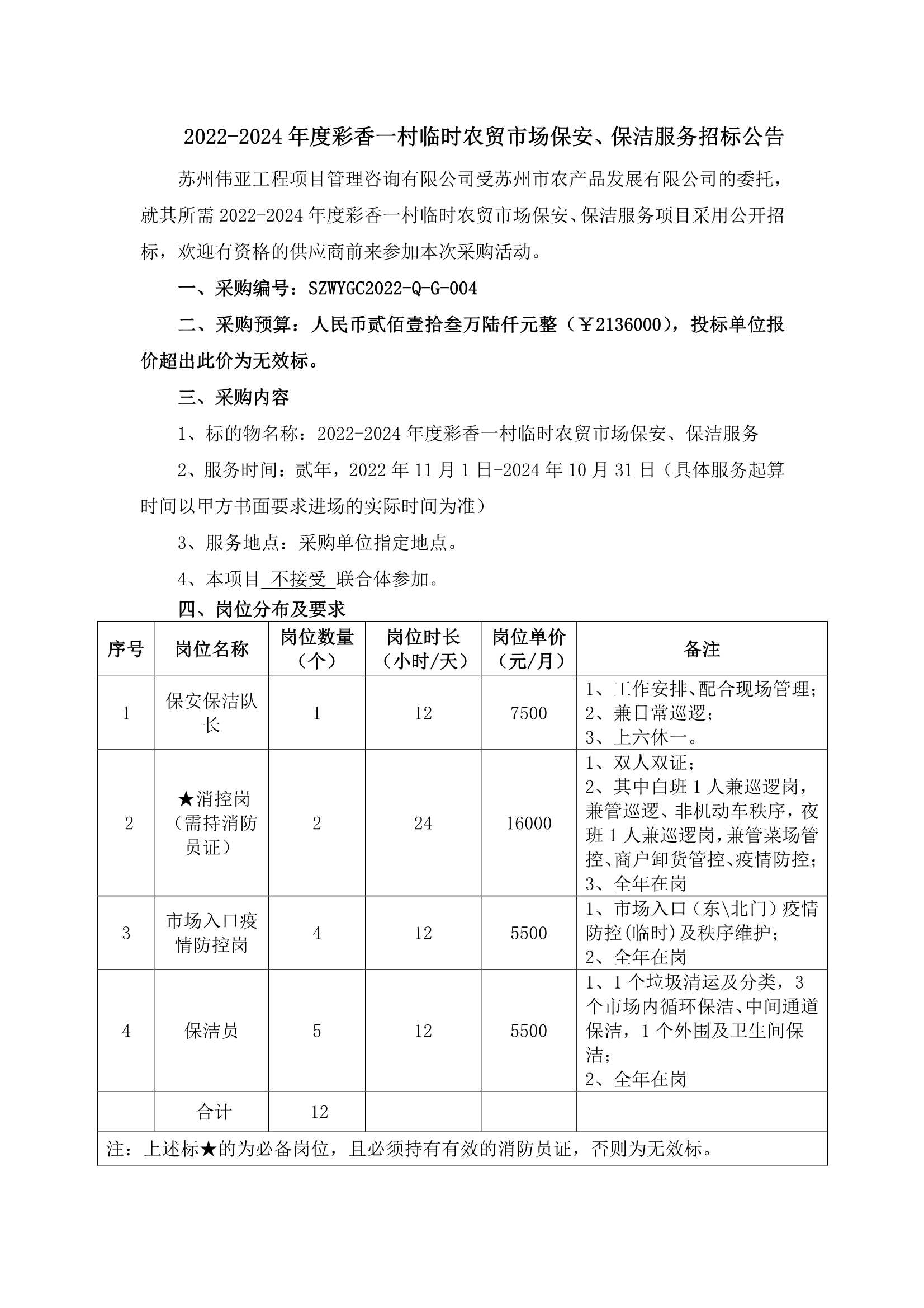 2022-2024年度彩香一村暂时农贸市场保安、保洁效劳招标通告_1.Png